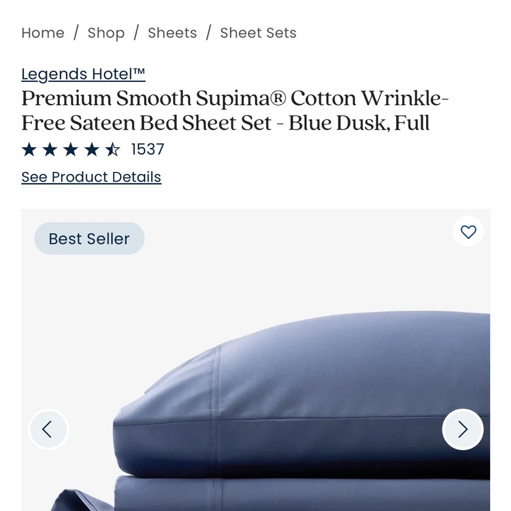 The Company Store- sateen sheet set (full) in blue Damask; NWT